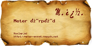 Meter Árpád névjegykártya